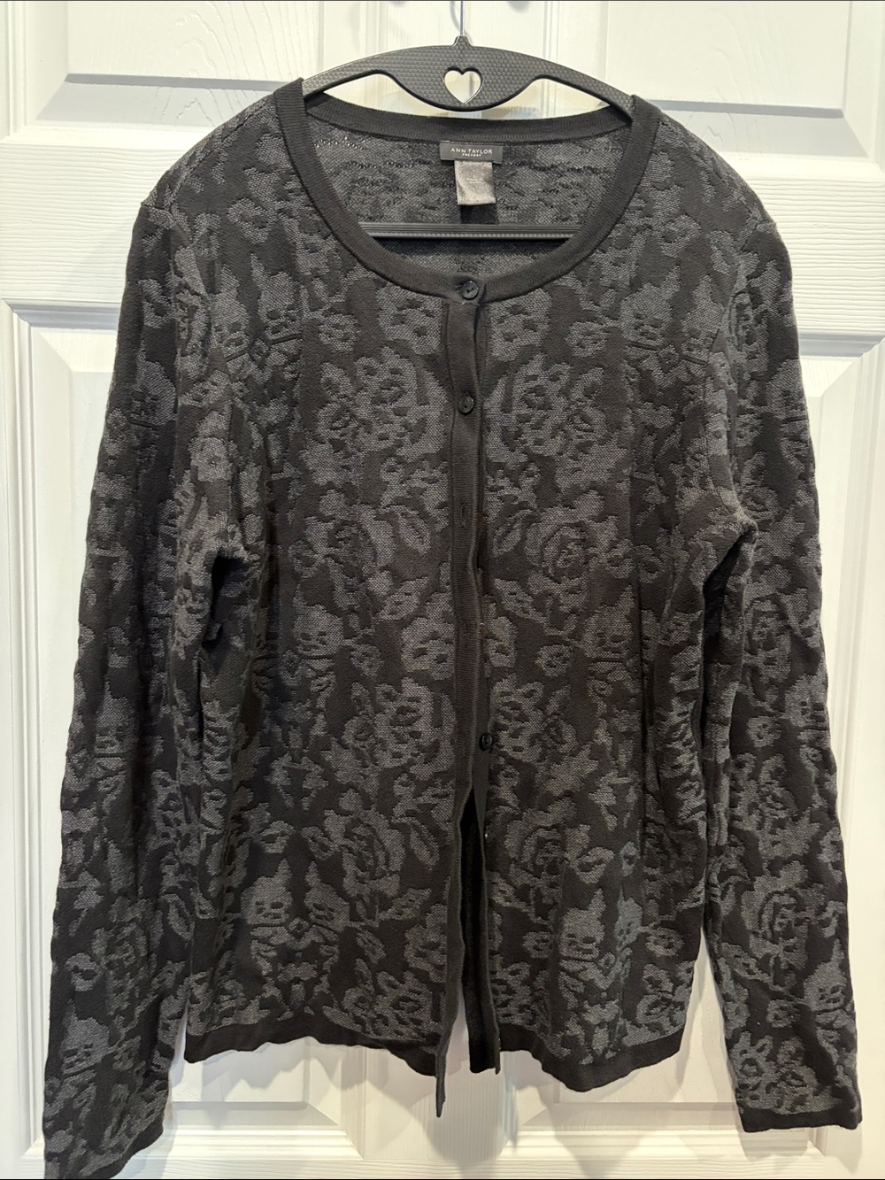 Ann Taylor Factory Black Textured Knit button down cardigan